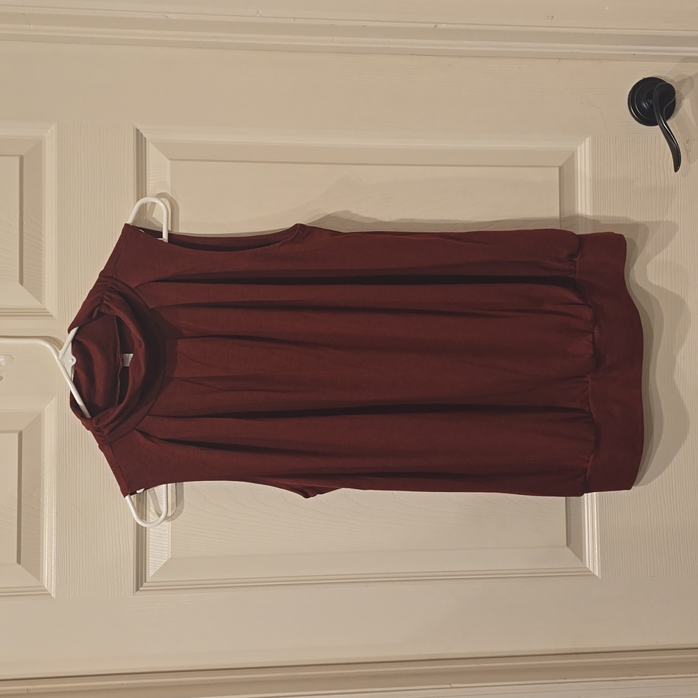 Zenana top mock turtle neck sleeveless - burnt orange M